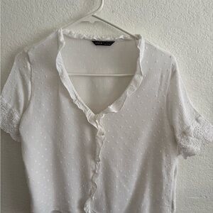 White Ruffled Women's Top